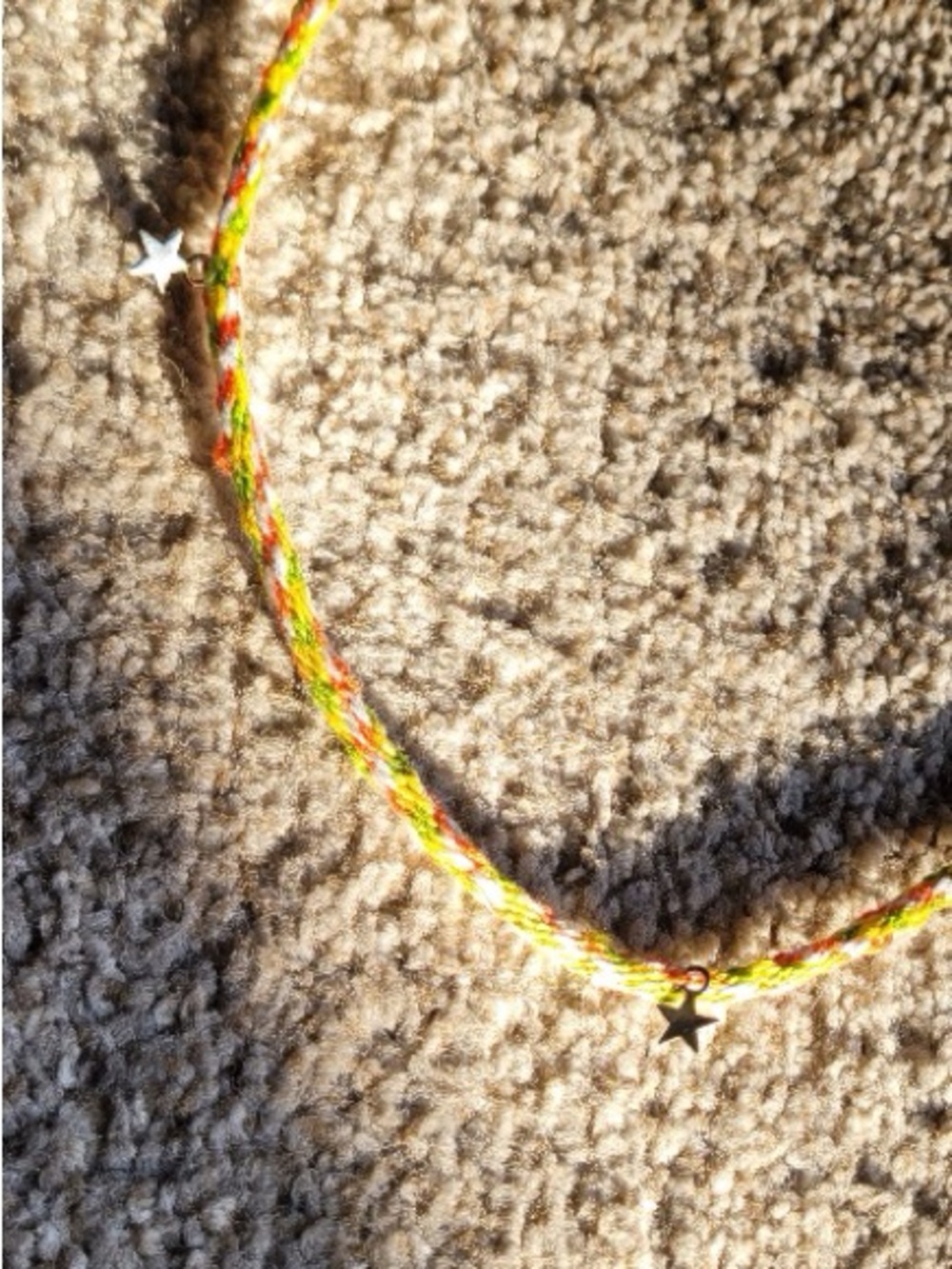 Handmade Braided Star Charm Necklace in Yellow orange green white unisex - Picture 3 of 10